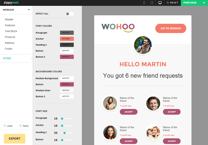 wohooII mailchimp and campaign monitor templates