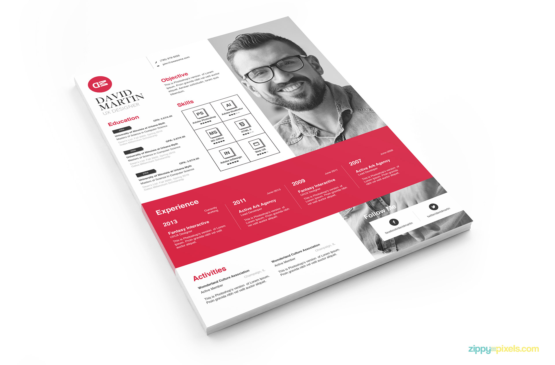 Creative Business Resume Template - Red Version