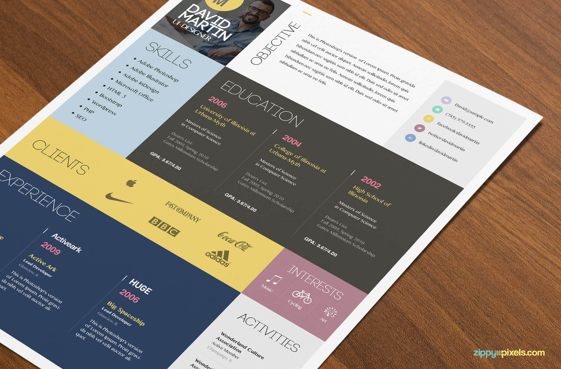 Simple & Colorful Resume Template Color 4