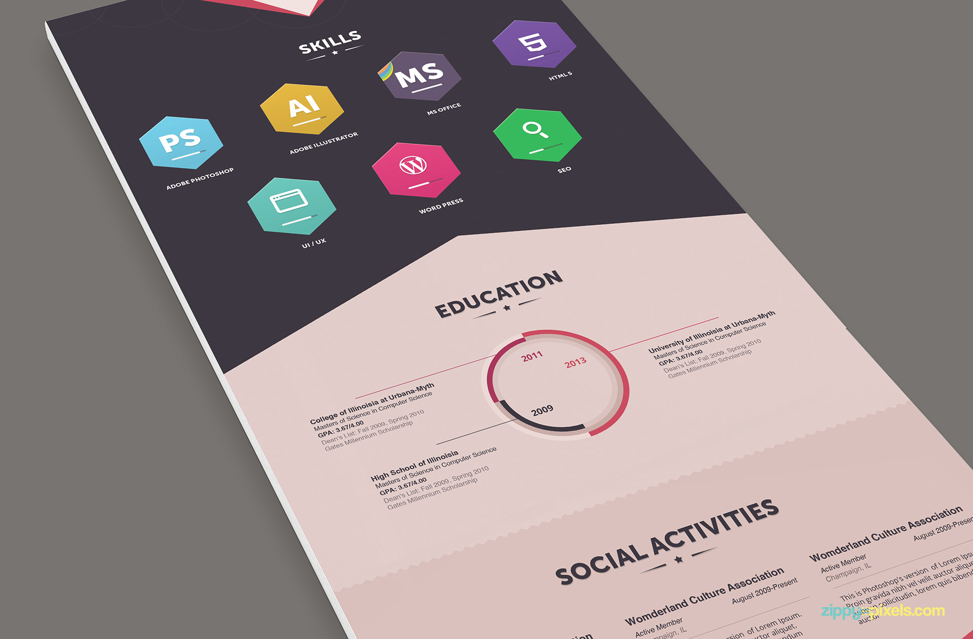 Infographics Resume Template for Designers 3