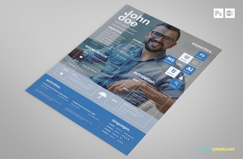 Free Creative Resume Template in Blue