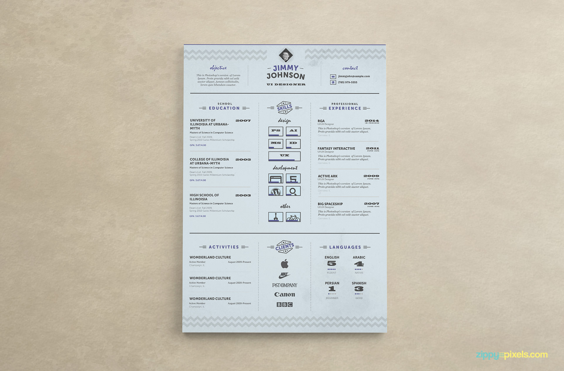 Corporate Resume Template Color 1