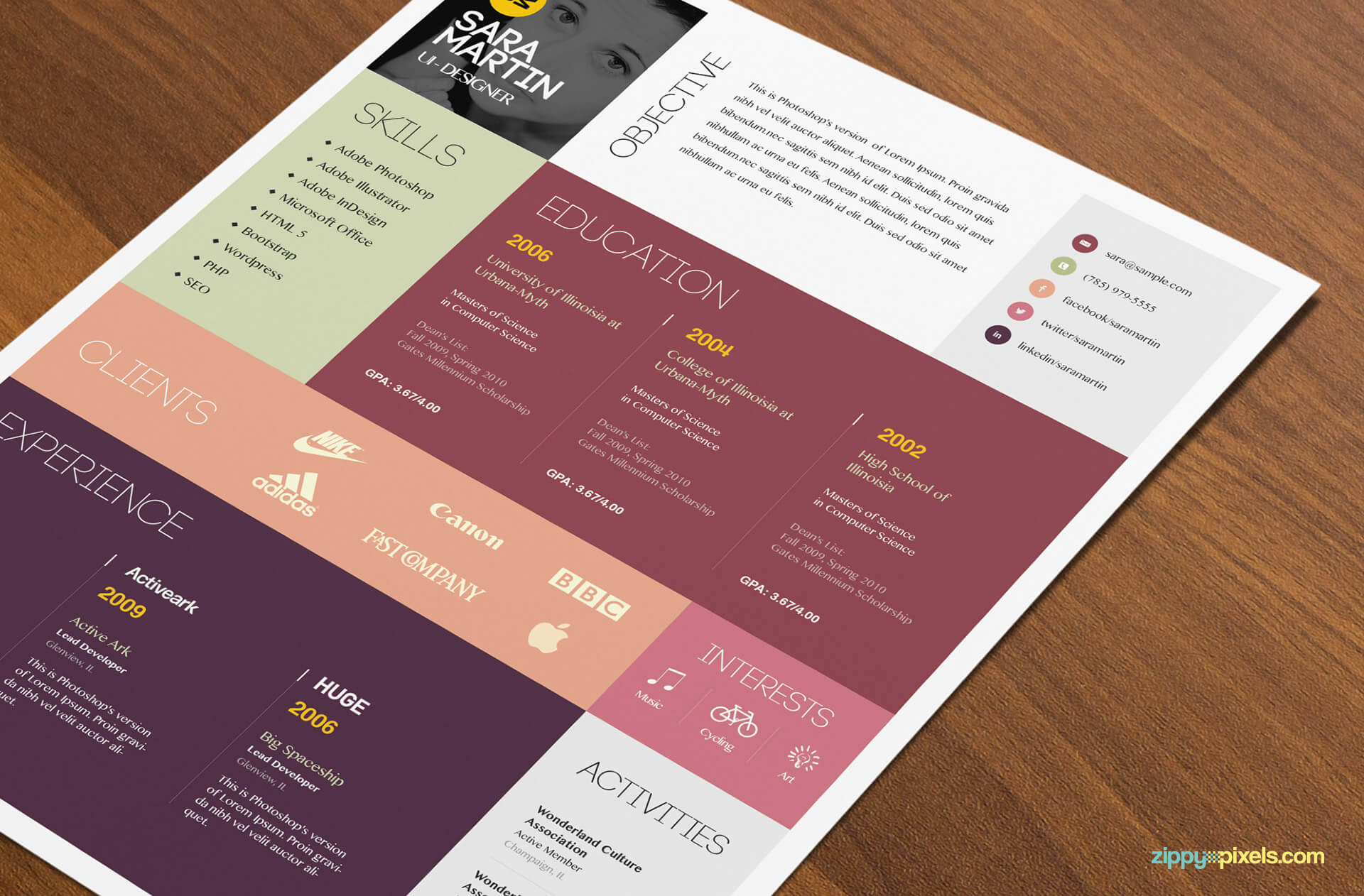 Simple & Colorful Resume Template Color 2