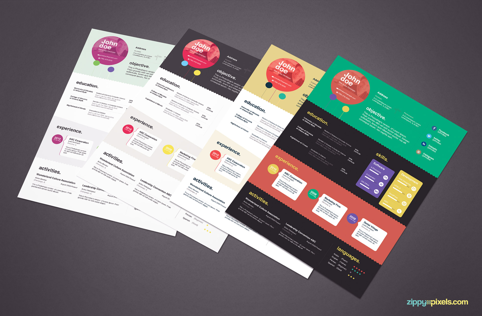 4 Creative Resume Templates