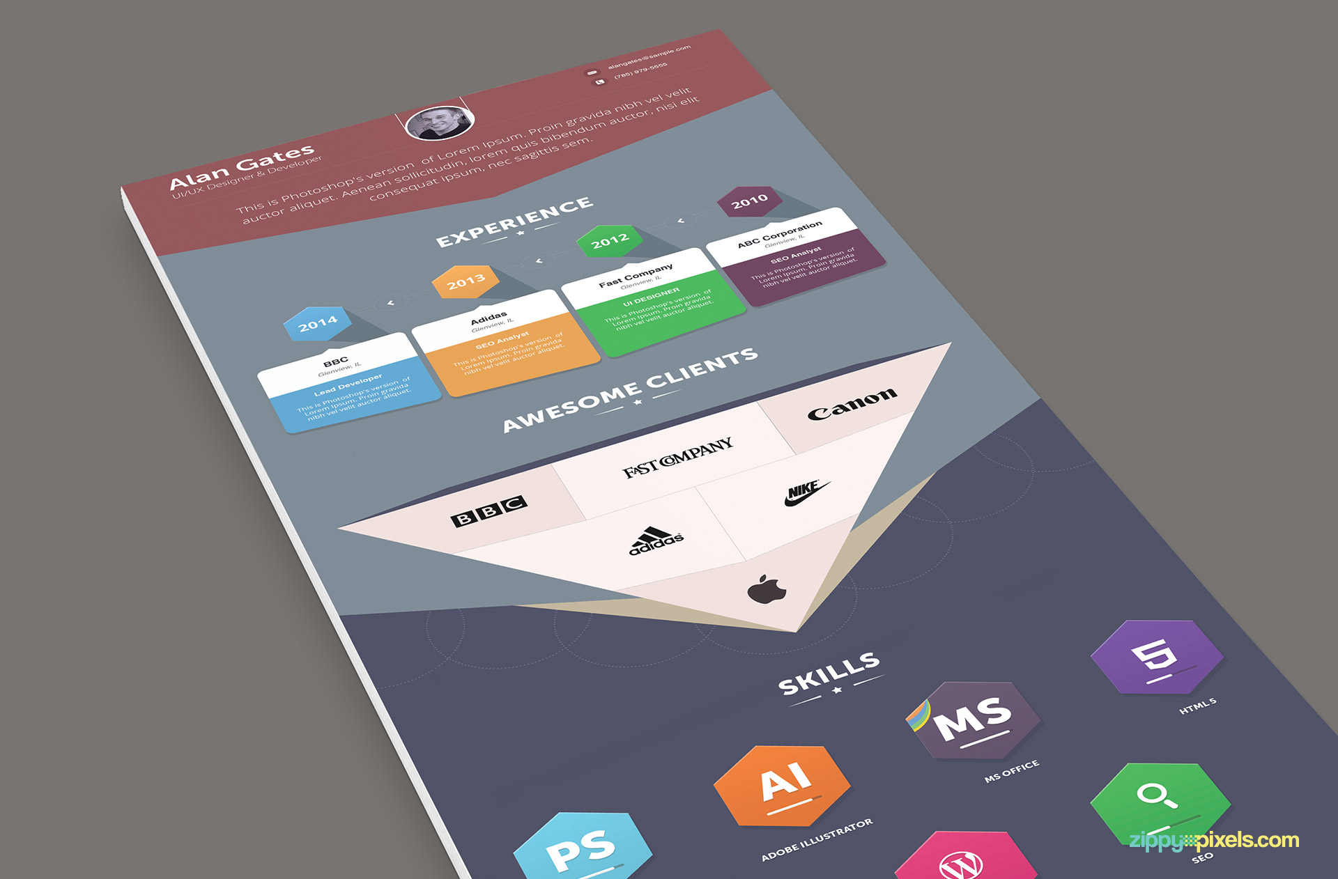 Infographics Resume Template for Designers - Color 2