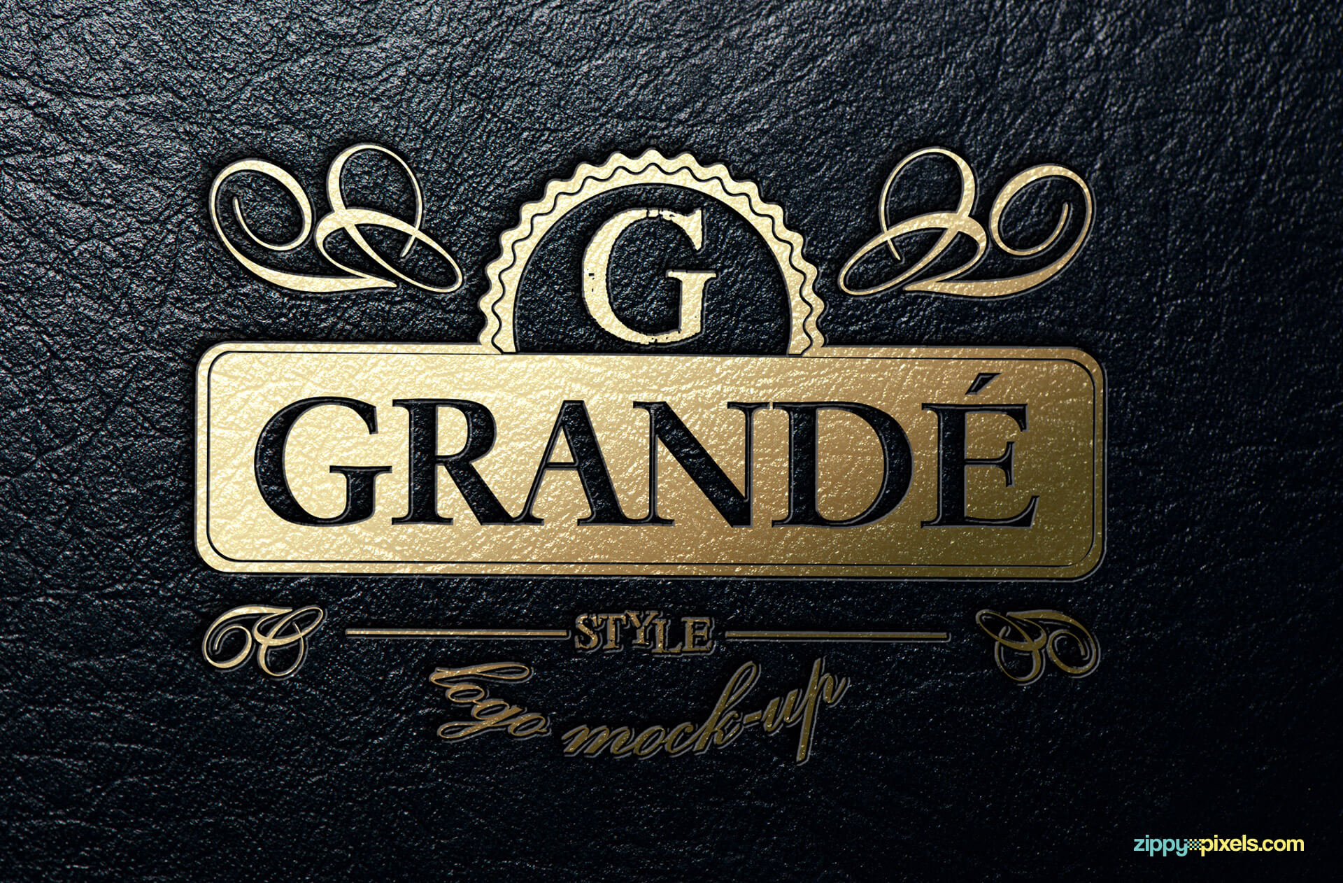 Logo Mockup - Gold foil stamped leather