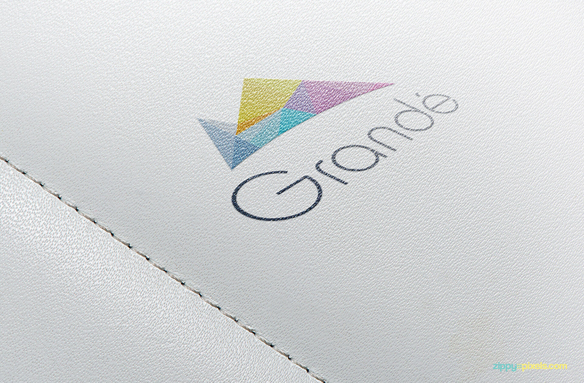 Logo Mockup of printed logo on white leather