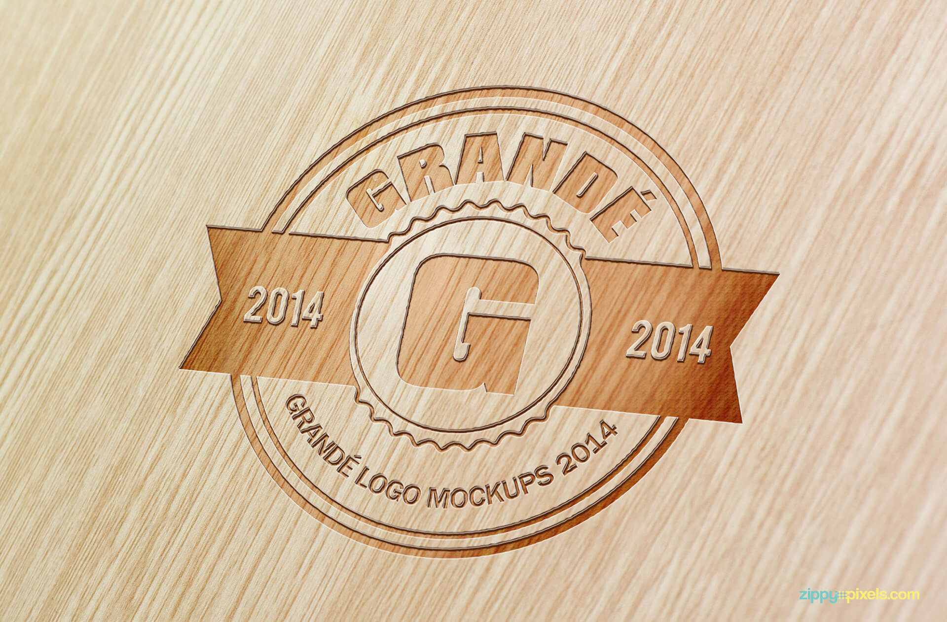 PSD Logo Mockup of an Engraved Logo on Beach Wood