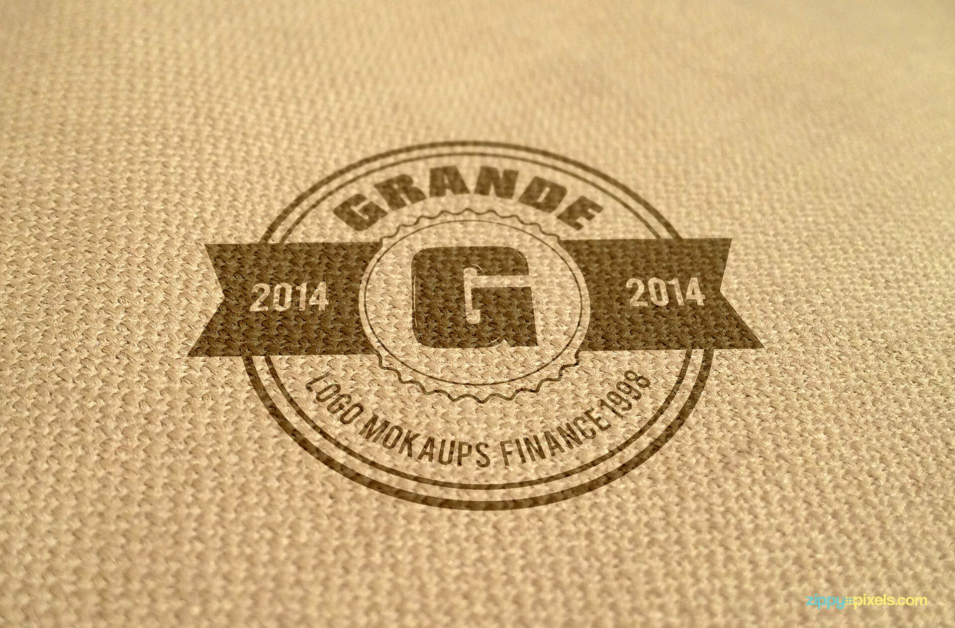 Mockup of logo printed on burlap fabric