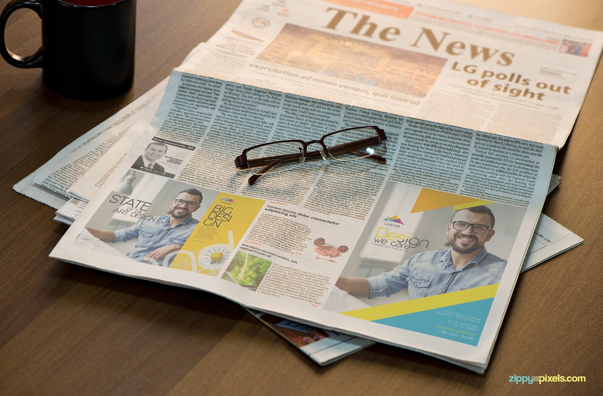 Advertising Mockup of Newspaper with 2 Ad spaces