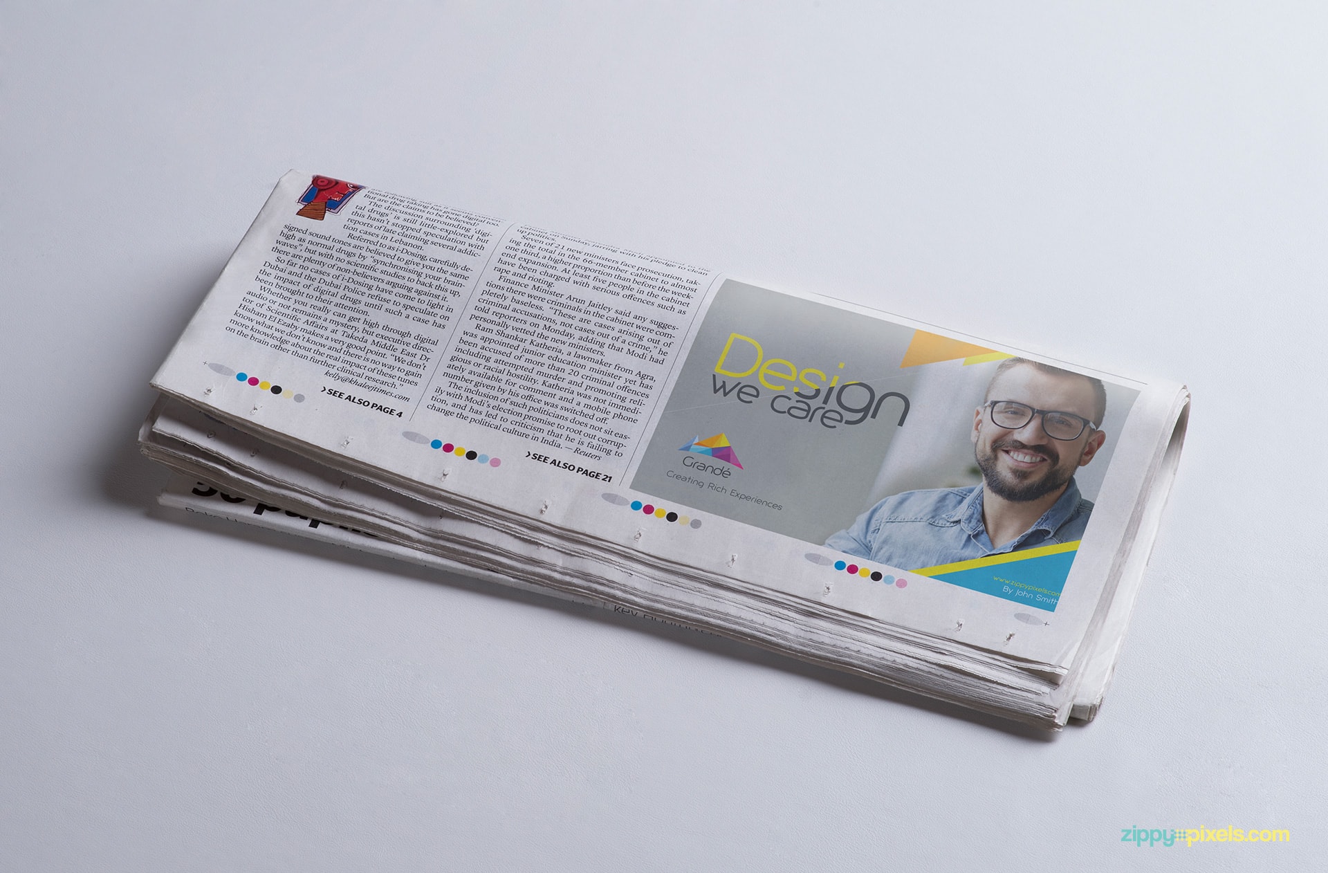 Advertisement PSD mockup of folded newspaper