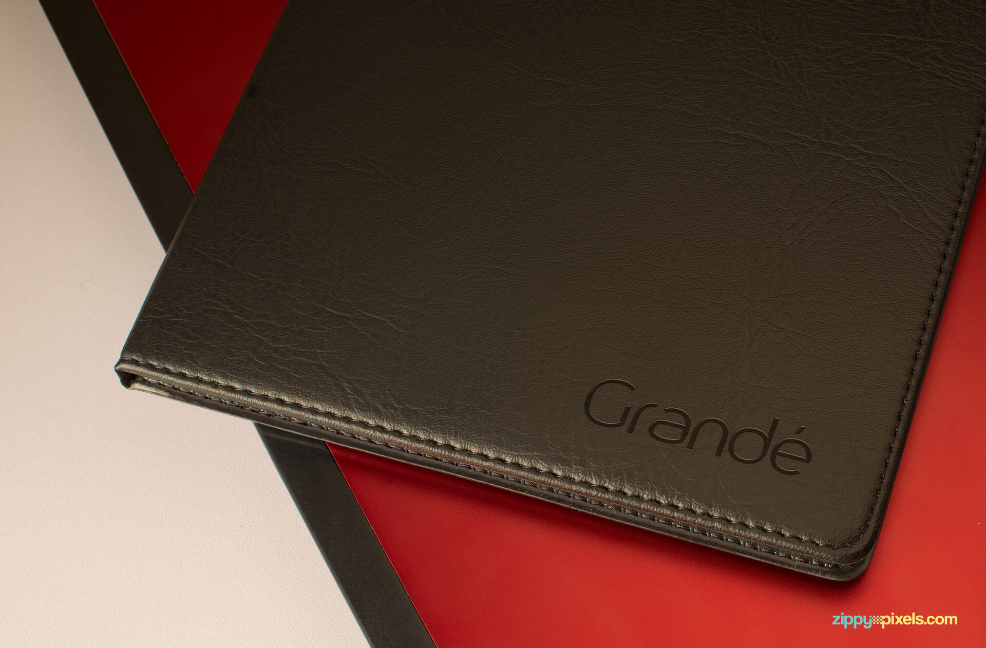 Brand Identity Mockup of a Branded Leather Diary