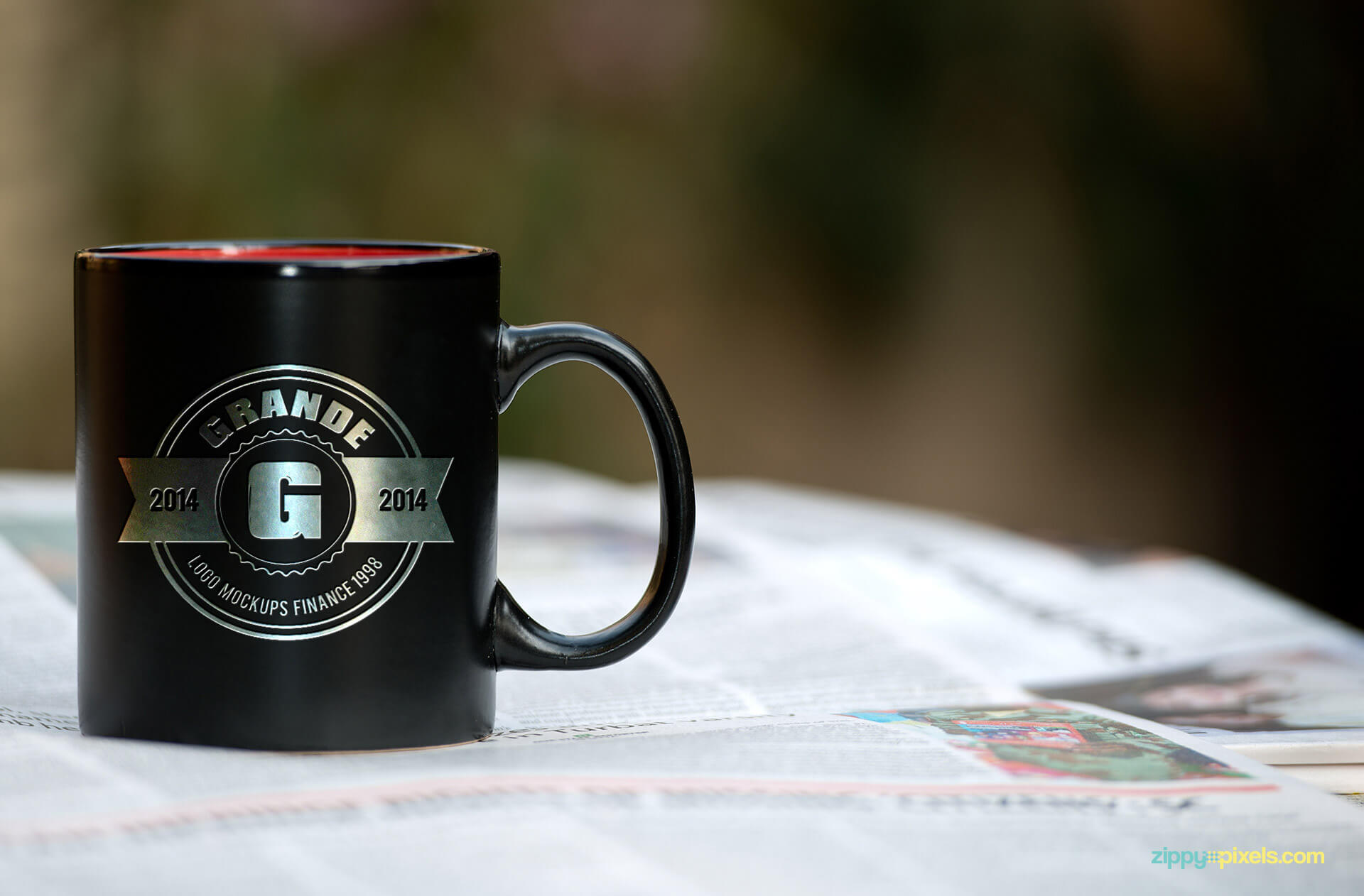 Brand Identity Mockup of a Black Mug