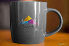 Modern Gray Mug Mockup with Embossed Logo