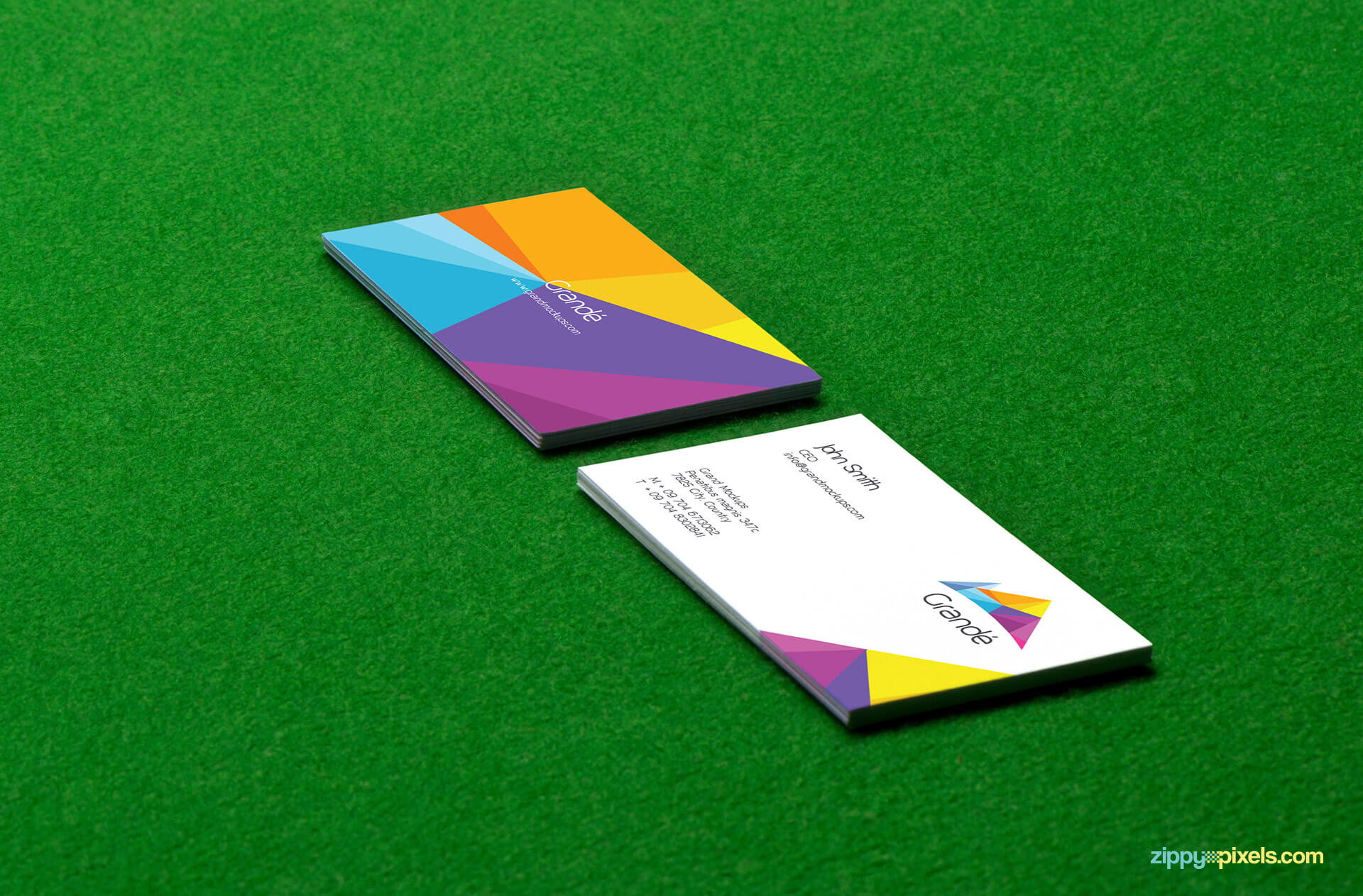 Mockup of Two Business Cards Stacks on Pool Table