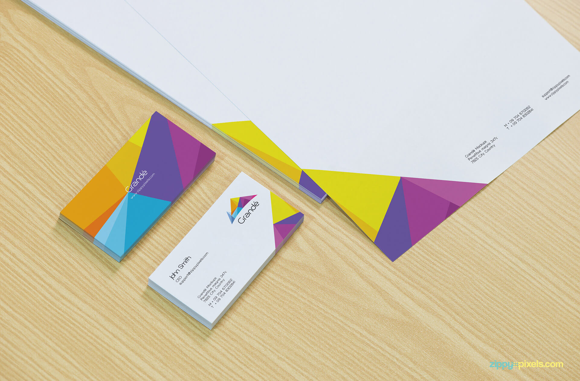 Close Shot of Business Cards and Letterhead Mockup