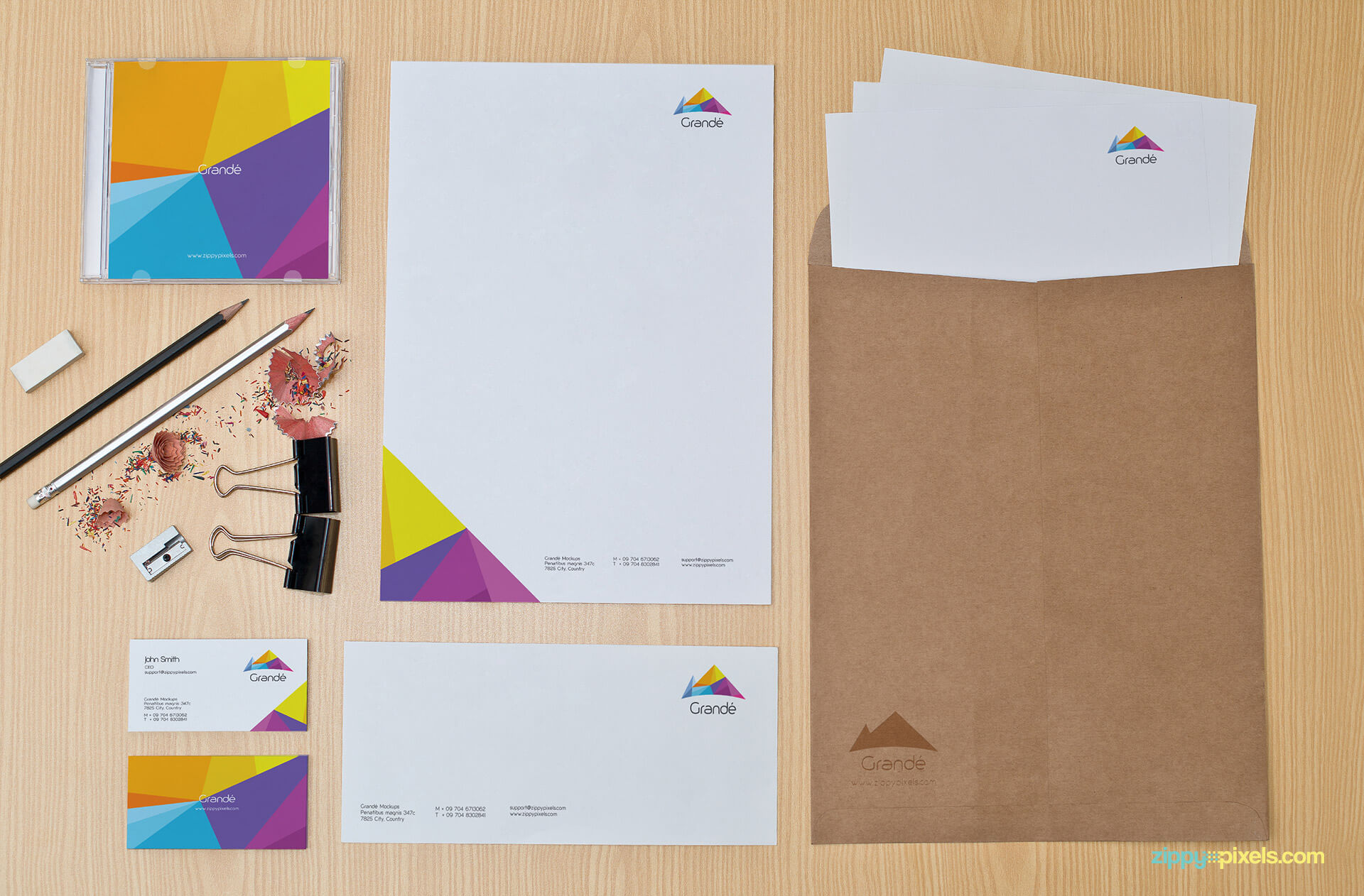 Brand Identity Stationery Mockup with Letterhead, Envelopers