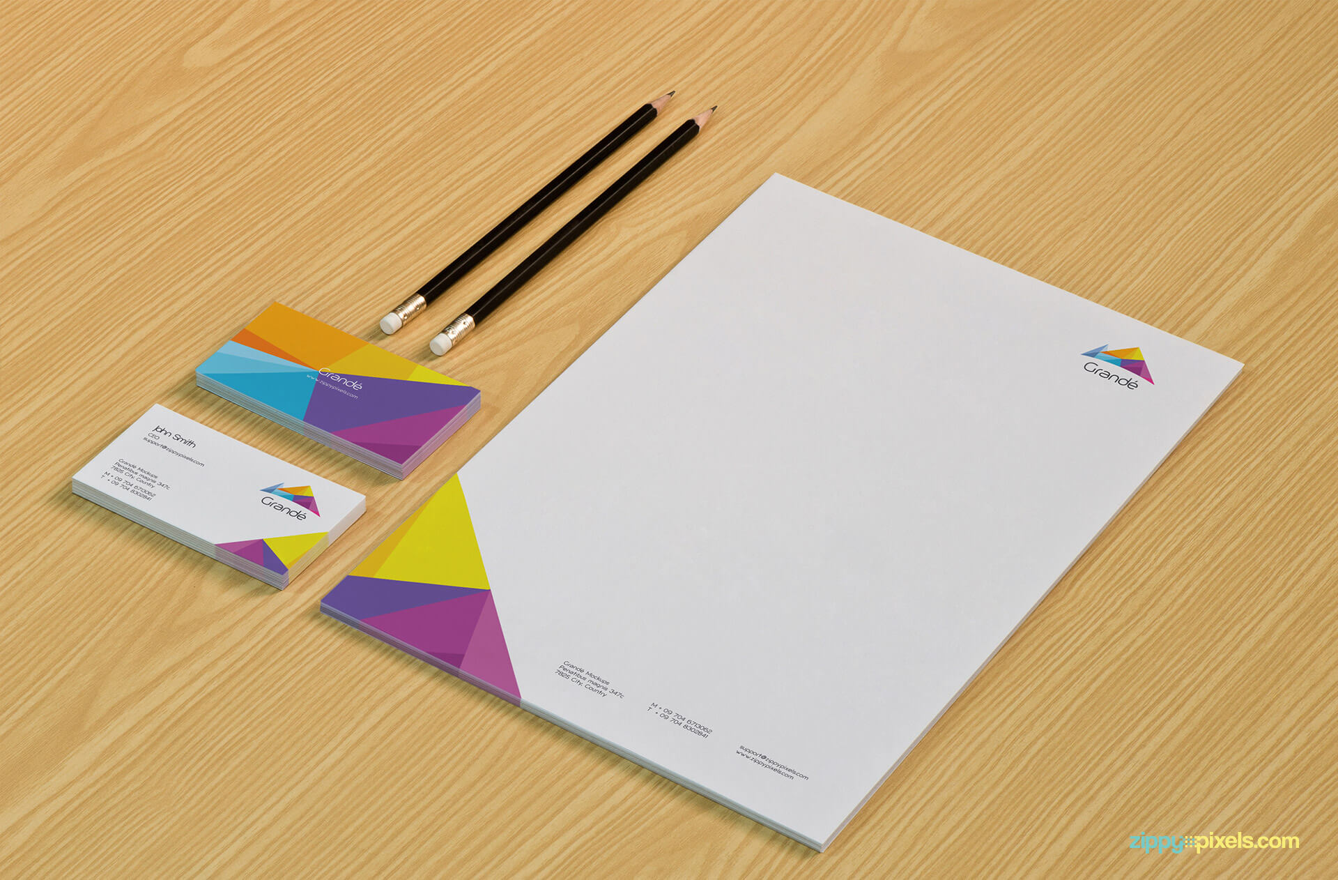 Stationery Brand Identity Mockup of Letterhead & Business Cards