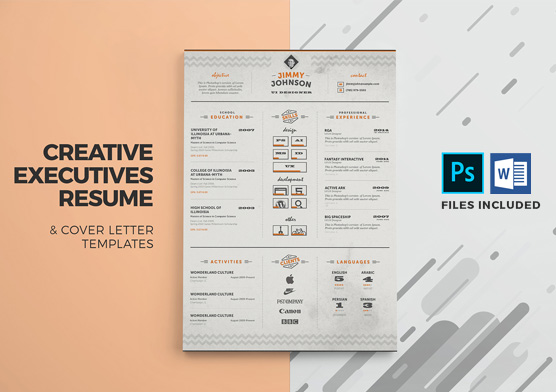 Corporate Resume & Cover Letter Template in 3 color variations (PSD & DOCX files)