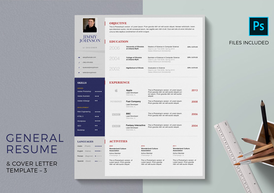 General Resume & Cover Letter Template – 3 Colors set