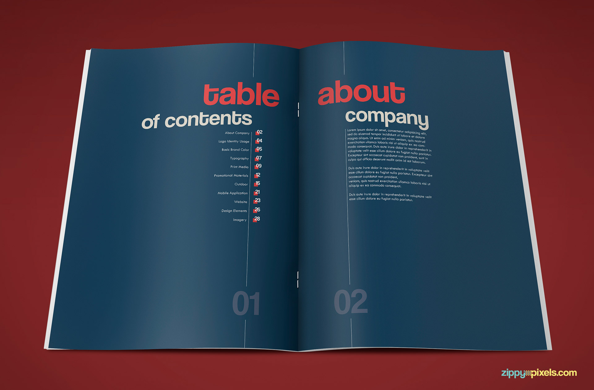 Table of Contents Page of Professional Brand Guidelines Template