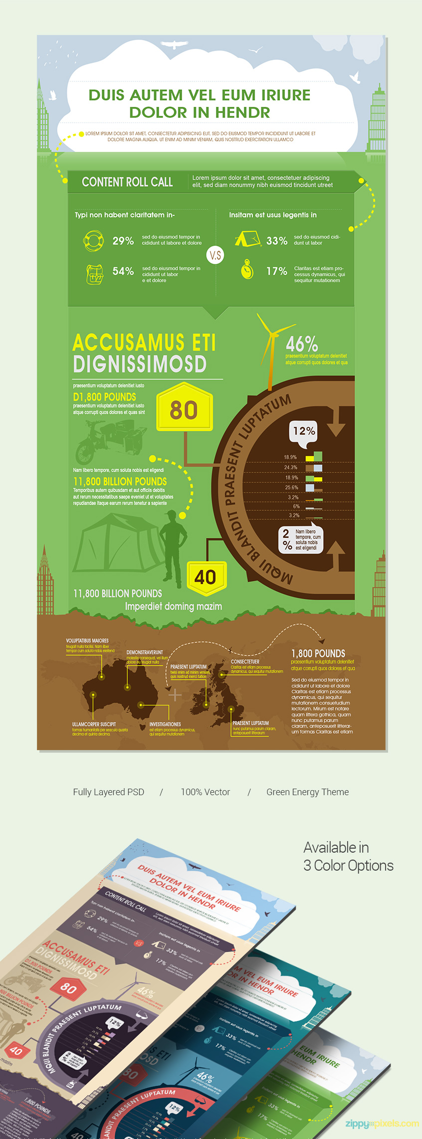 Green-infographics-psd-template