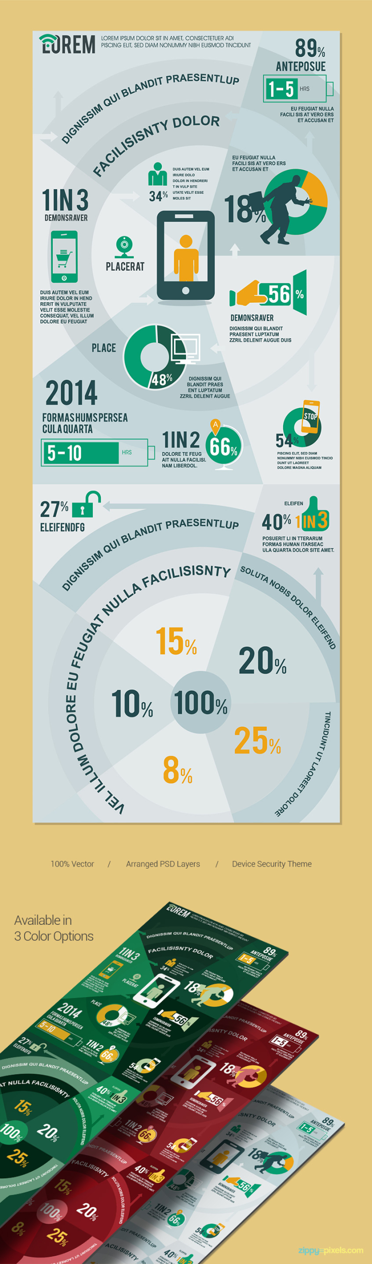 Infographics-template-cell-phone-vector-elements-presentation