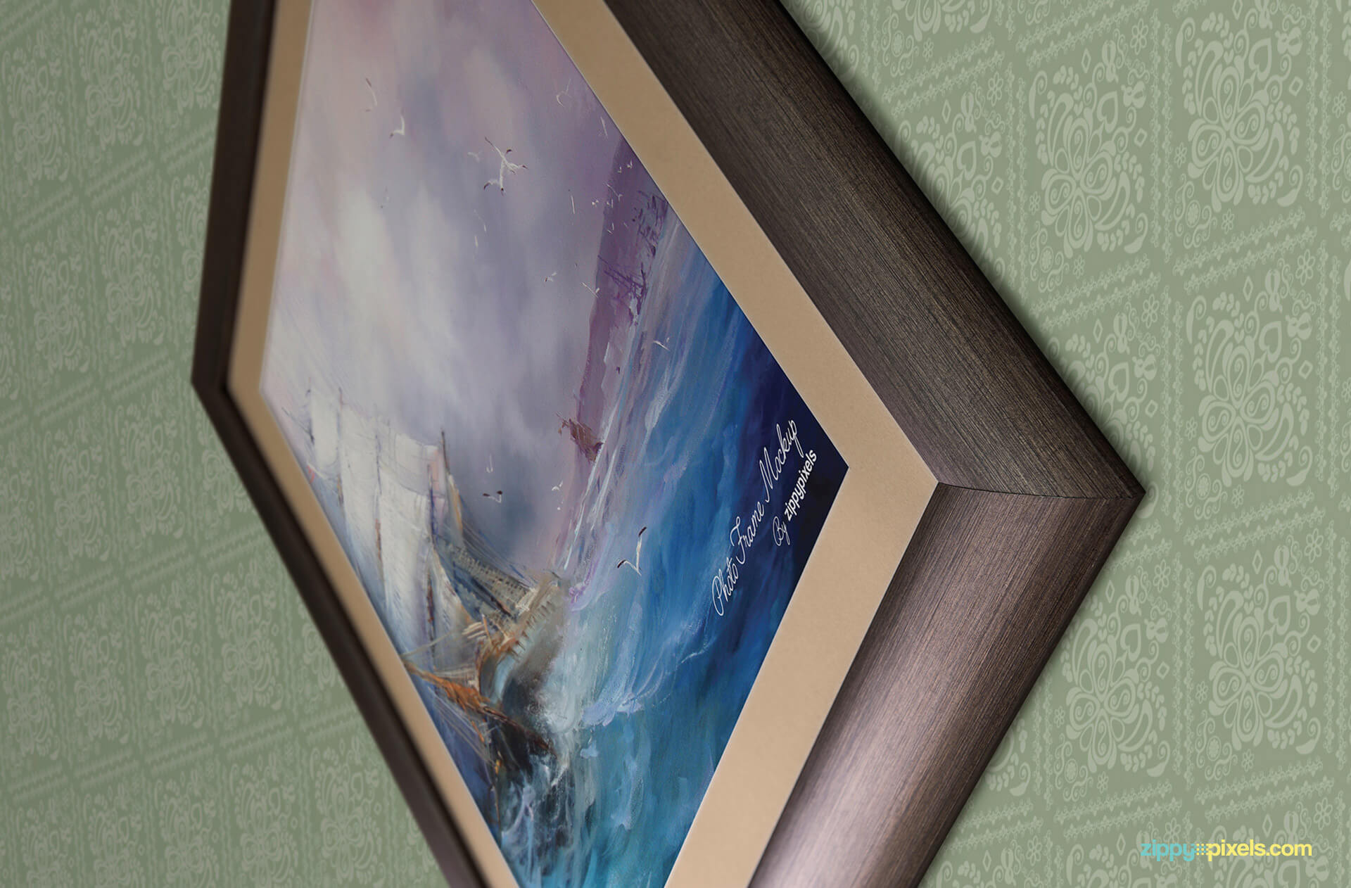 PSD mockup of zoomed in view of photo frame