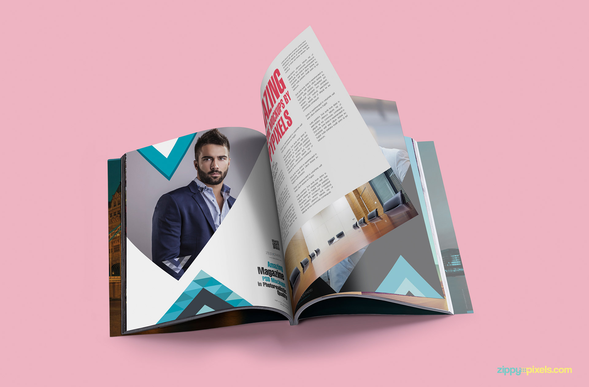 Photorealistic Magazine mockup inside pages