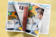 Page Turning Newspaper Mockup for Editorial Display