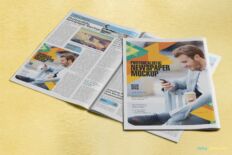 Open Newspaper Mockup with Cover and Inner Pages