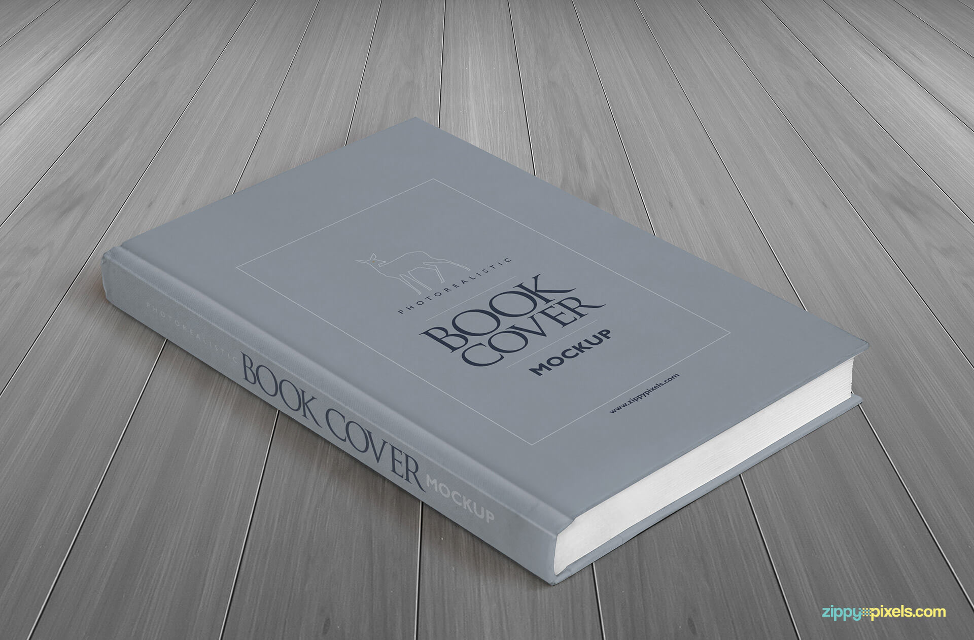 Perpective Hardcover Book Mockup showing front cover & spine