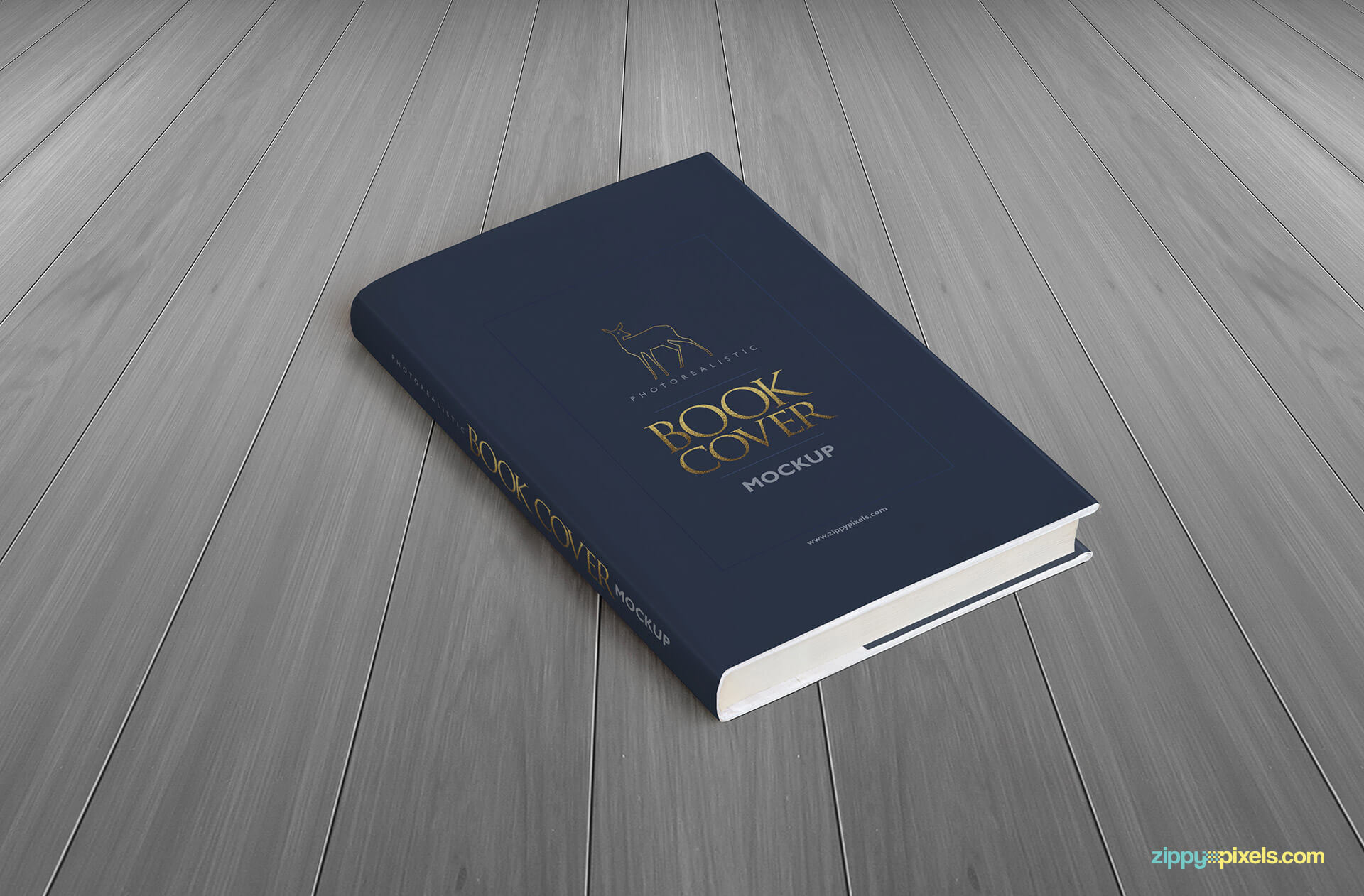 Hardcover book mockup showing high angle view of hardcover book with dust cover