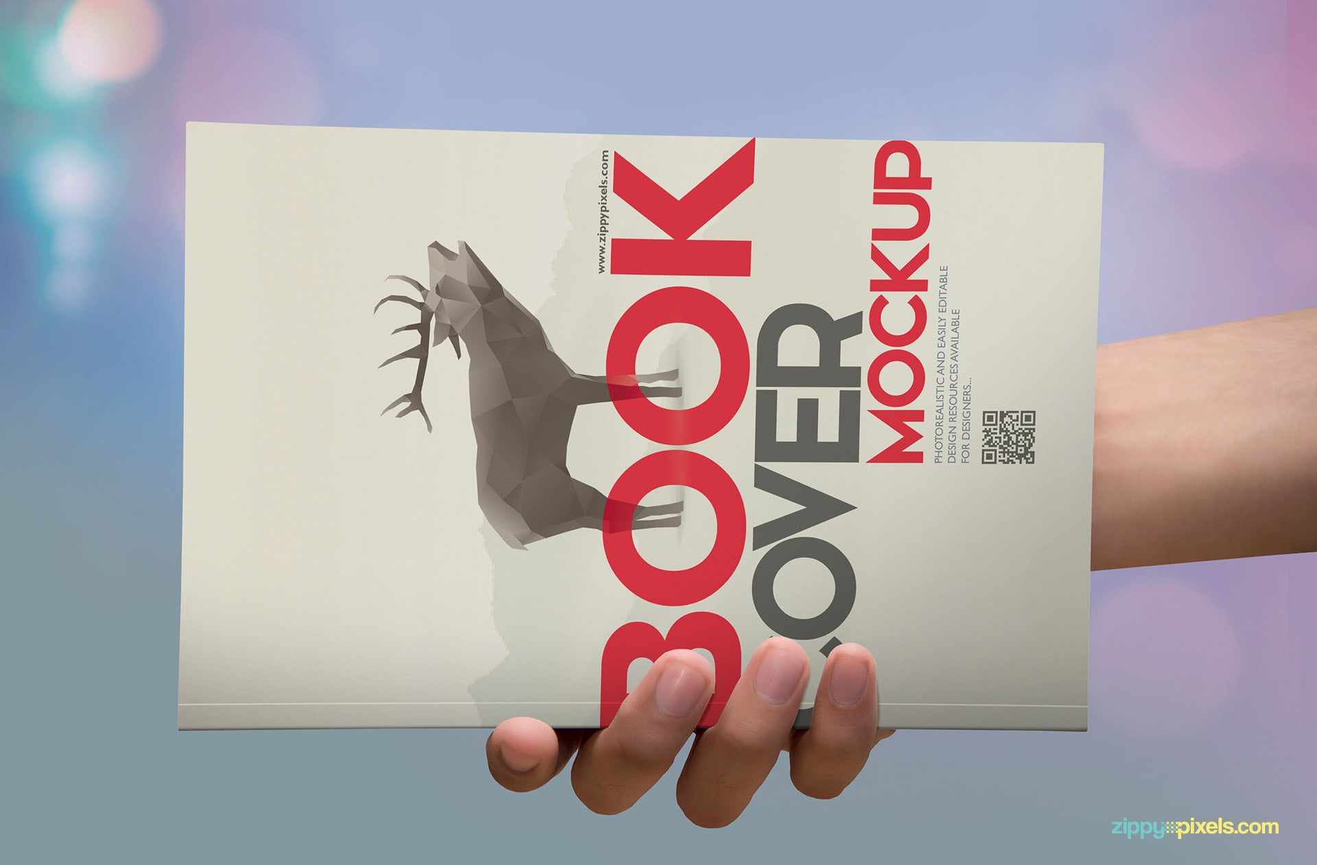 Closeup shot of horizontal softcover book in photorealistic mockup