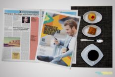 Realistic Open Newspaper Mockup with Magazine Insert