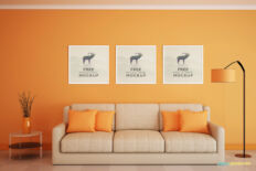 Triple Poster Frame Mockup on Modern Wall