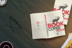 Flat Book Cover Mockup with Spine Display