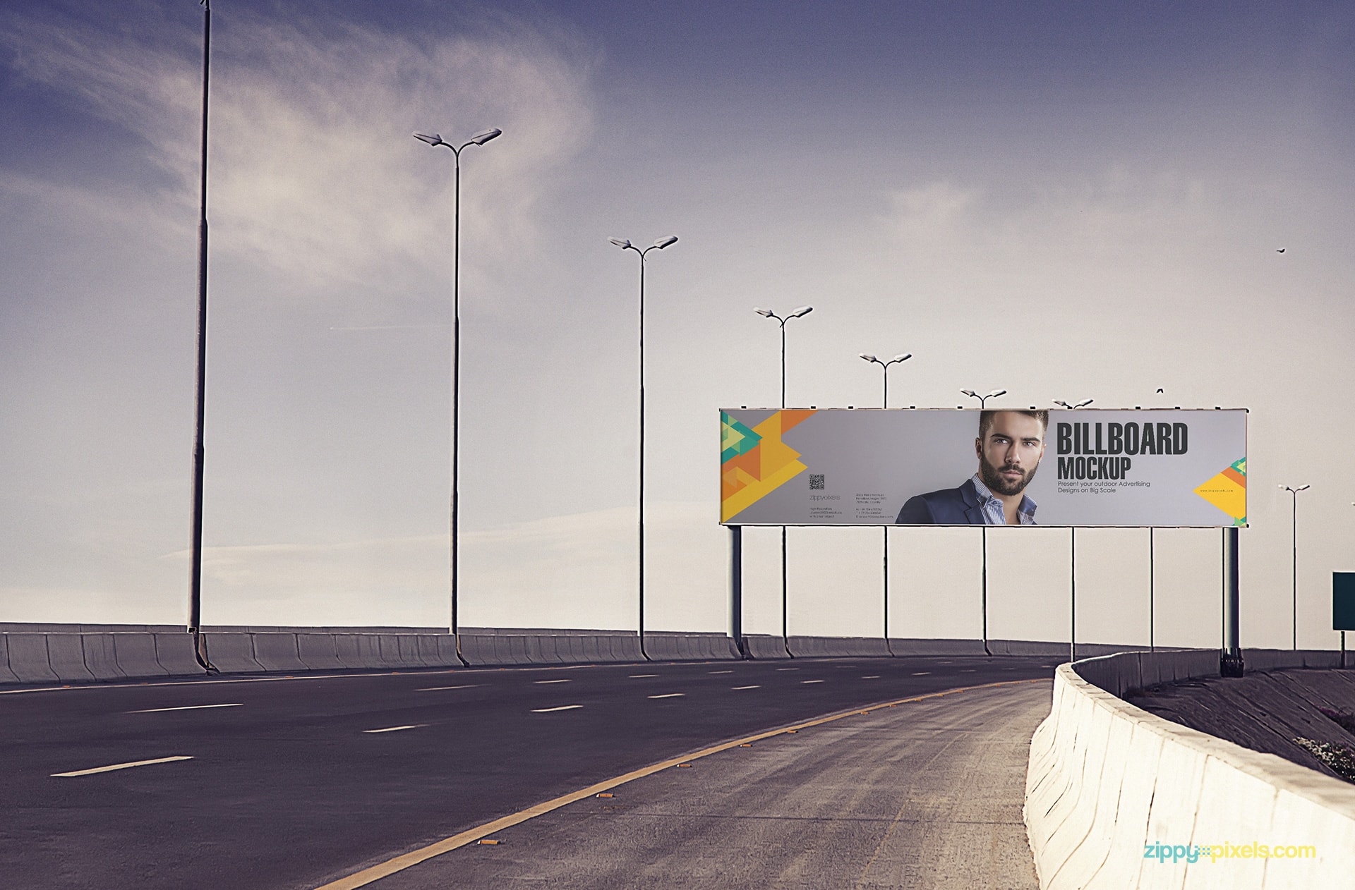 Present your advertisement design on highway billboard mockup