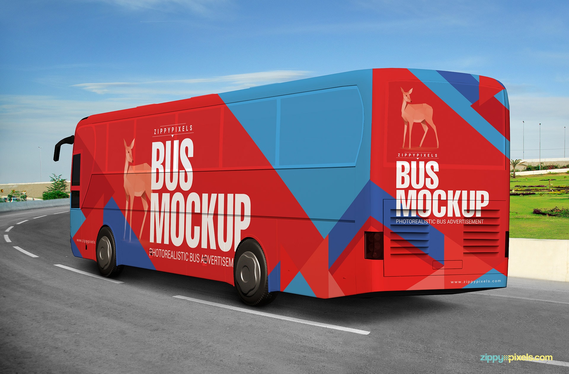 Full Bus Wrap Mockup – Rear View