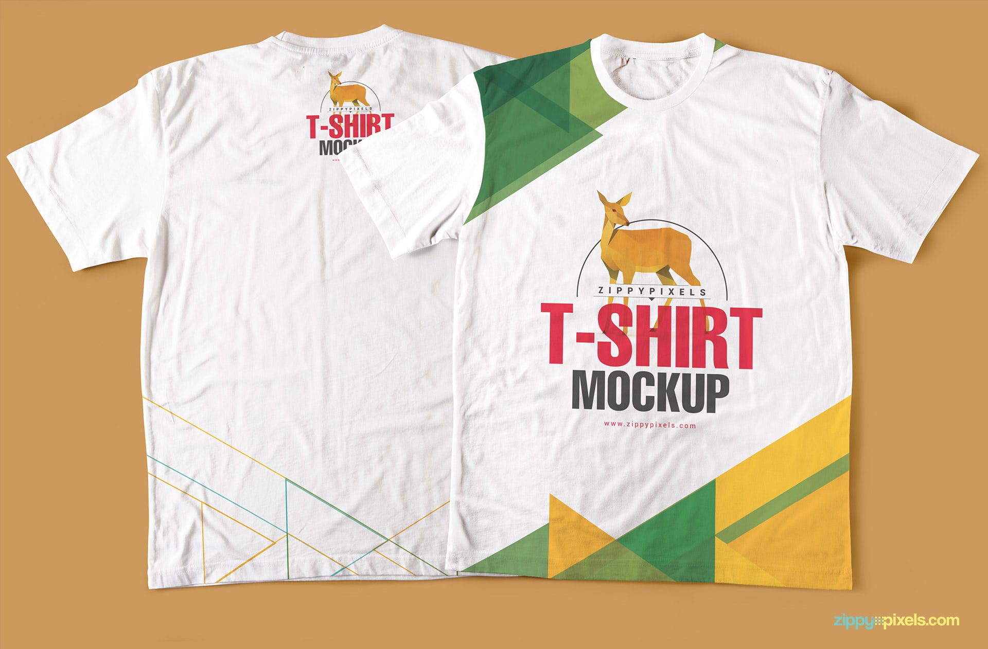 Complete front and back tee shirt mockup