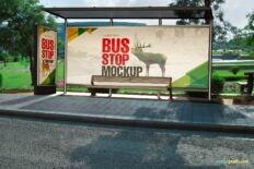 Bus Stop Poster Mockup – Street Side Billboard