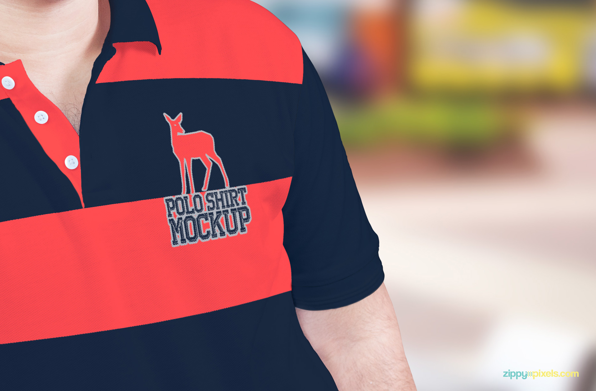 Close-up of the free polo shirt PSD mockup