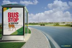 Highway Bus Stop Mockup – Roadside Billboard Display