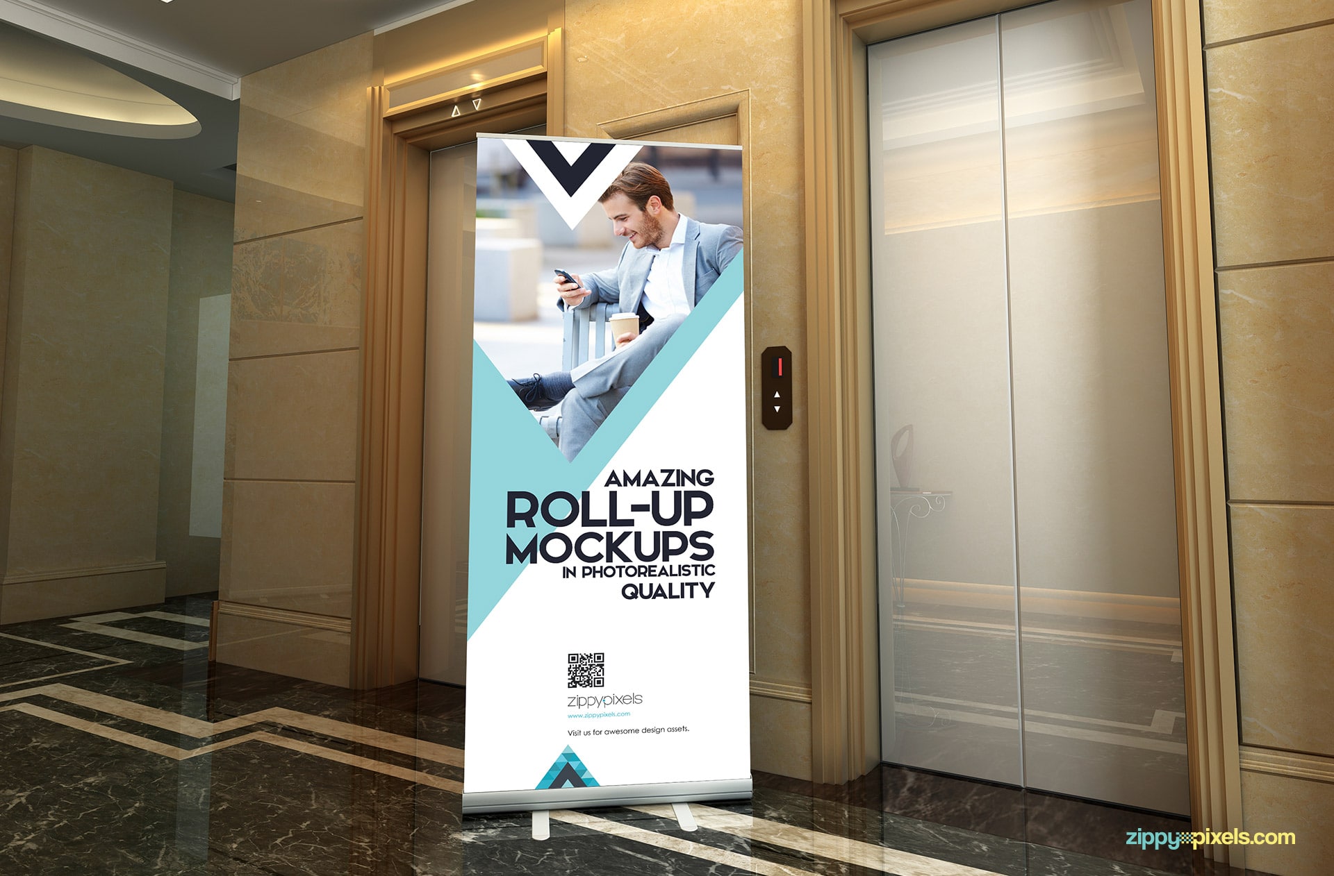 Picture perfect pop-up banner mockup for your ad designs.