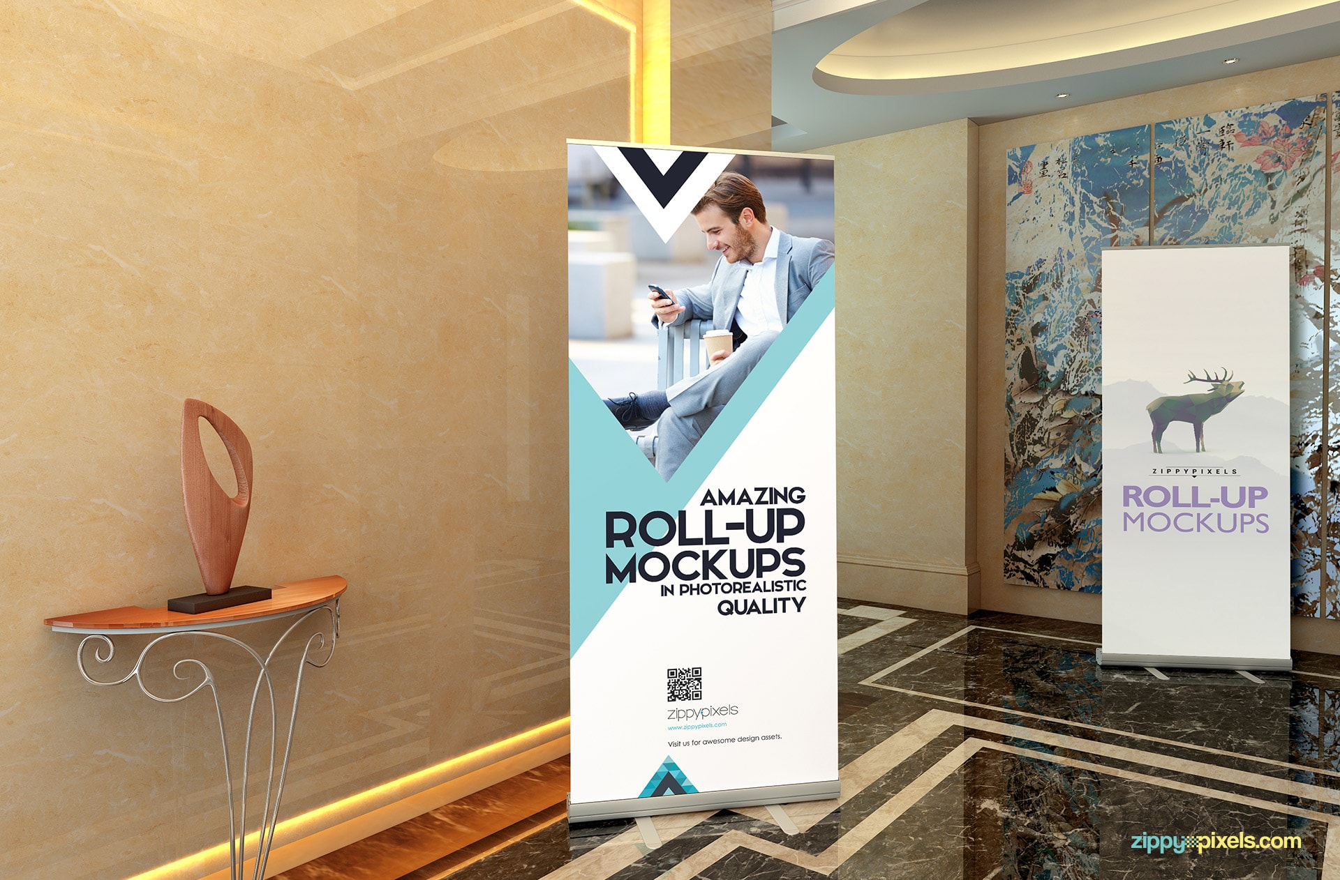 Extravagantly captured roll up banner mockup.