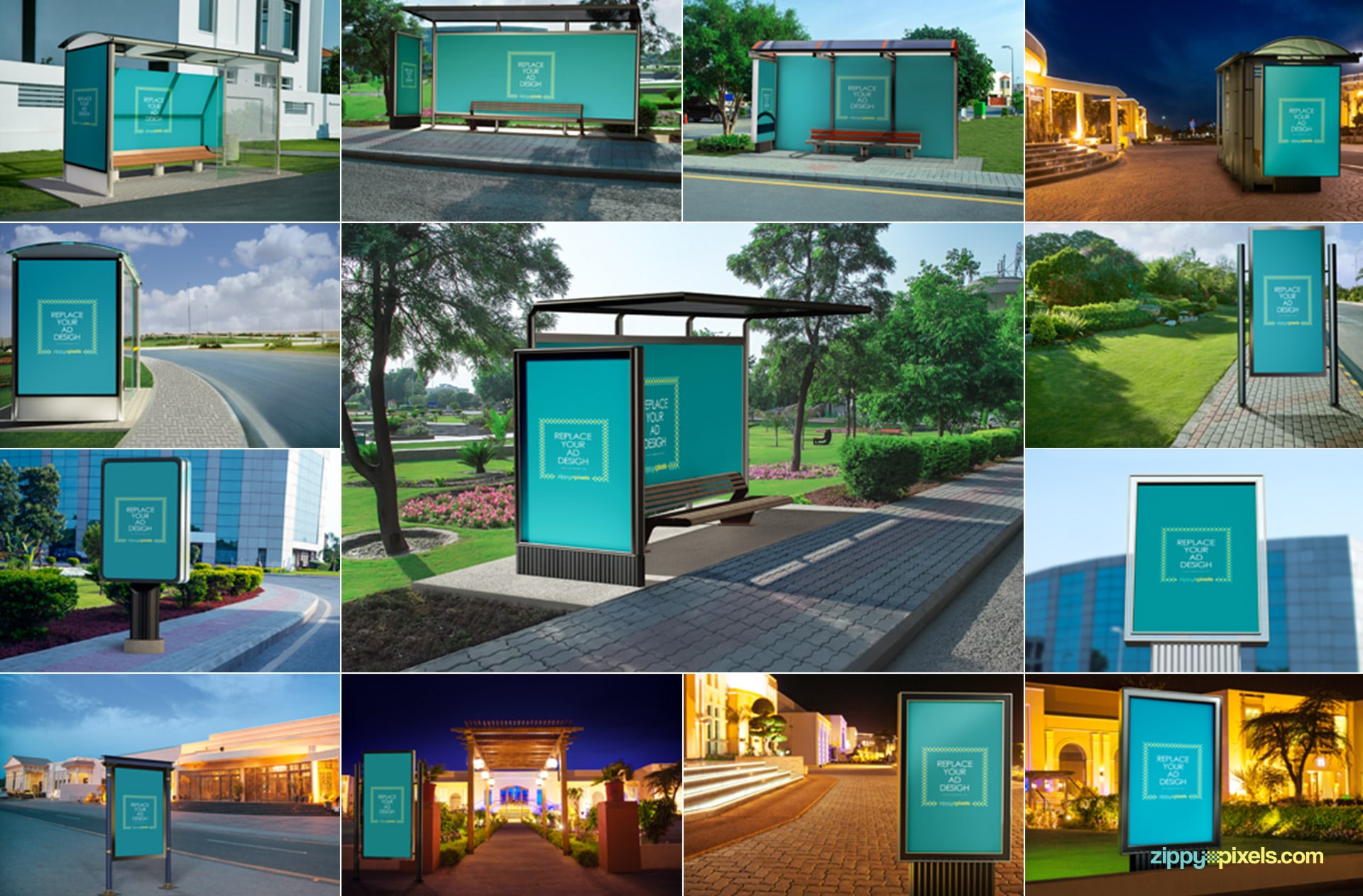 Bus stop and road side poster mockups with endless possibilities.