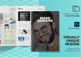 Visually Unique Resume Template in Booklet Style