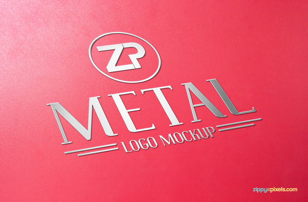 Free logo mockup with metal design.