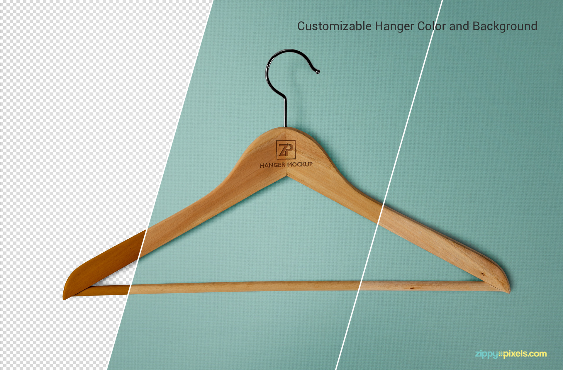 The editable features of the cloth hanger mockup.