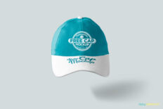 Floating Baseball Cap Mockup with Front Logo Design